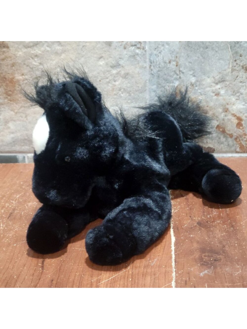 Aurora World Flopsie Beau Plush Toy Horse Black White Forehead Patch